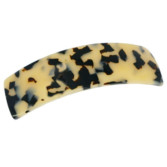 French Amie Curved White Tokyo Large Handmade Celluloid Hair Clip Barrette
