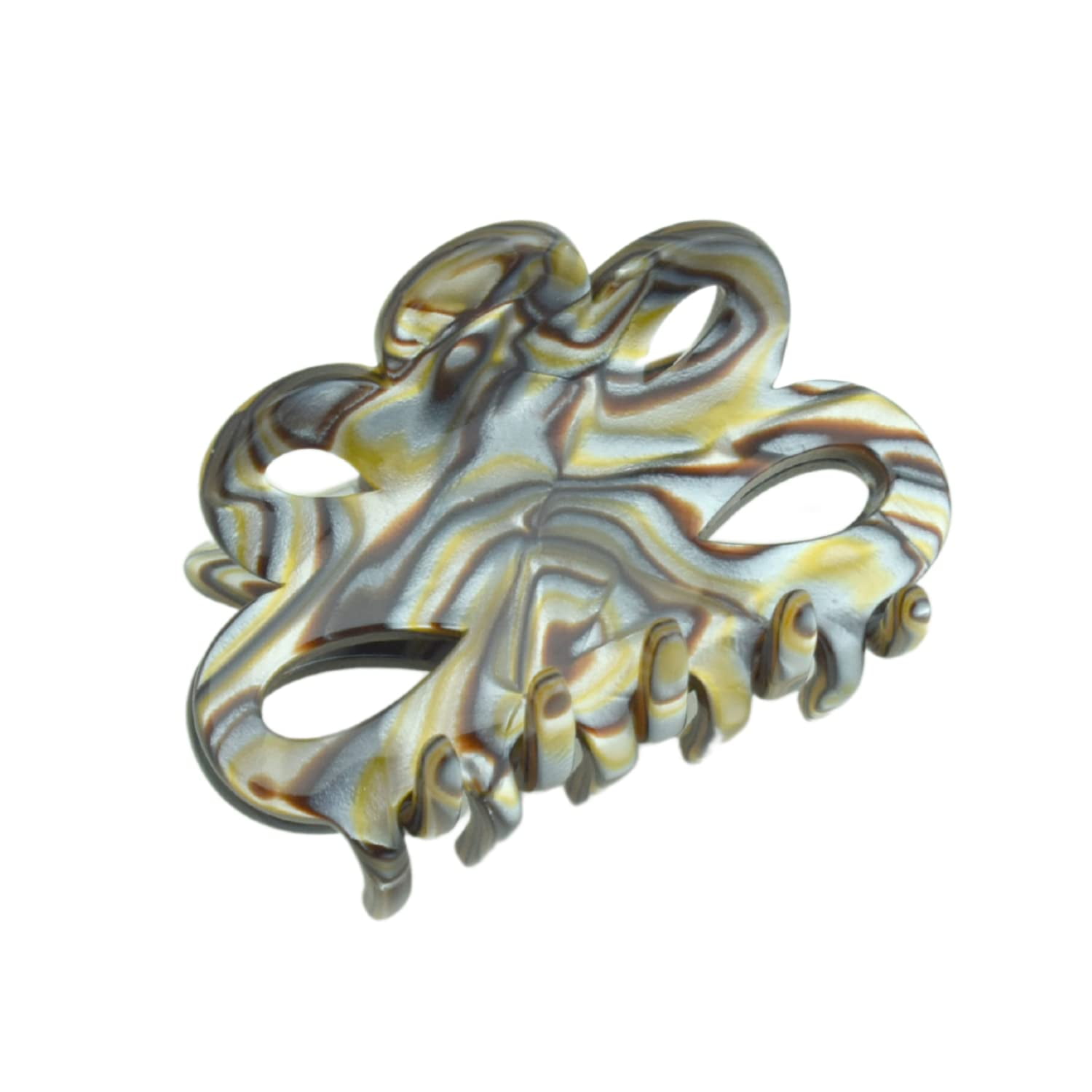 French Amie Flower Small 2 1/4"Handmade Cellulose Covered Spring Hair Claw Clips