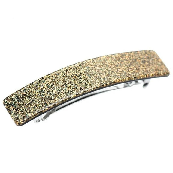 French Amie Glittery Bar Large Handmade Celluloid Hair Clip Barrette for Women