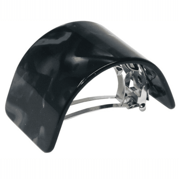 French Amie Half Circle Curved Pearl Black Handmade Celluloid Hair Clip Barrette