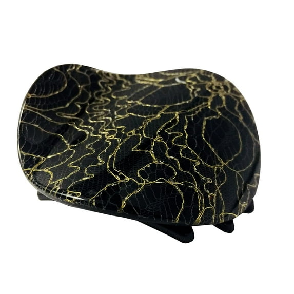 French Amie Handmade Onde Golden Lace Black Side Slider Jaw Hair Claw Clip