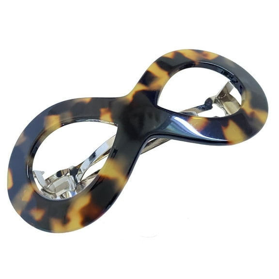 French Amie Infinity Loop 3” Celluloid Handmade Automatic Hair Barrette