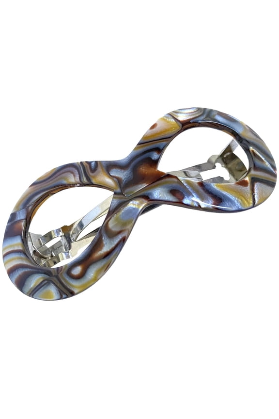 Infinity Loop 3” Celluloid Handmade Automatic Hair Barrette