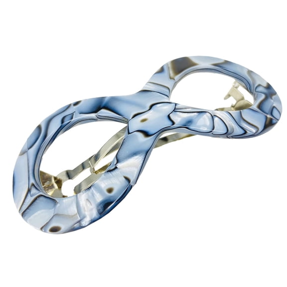 French Amie Infinity Loop 3&rdquo; Celluloid Handmade Automatic Hair Barrette