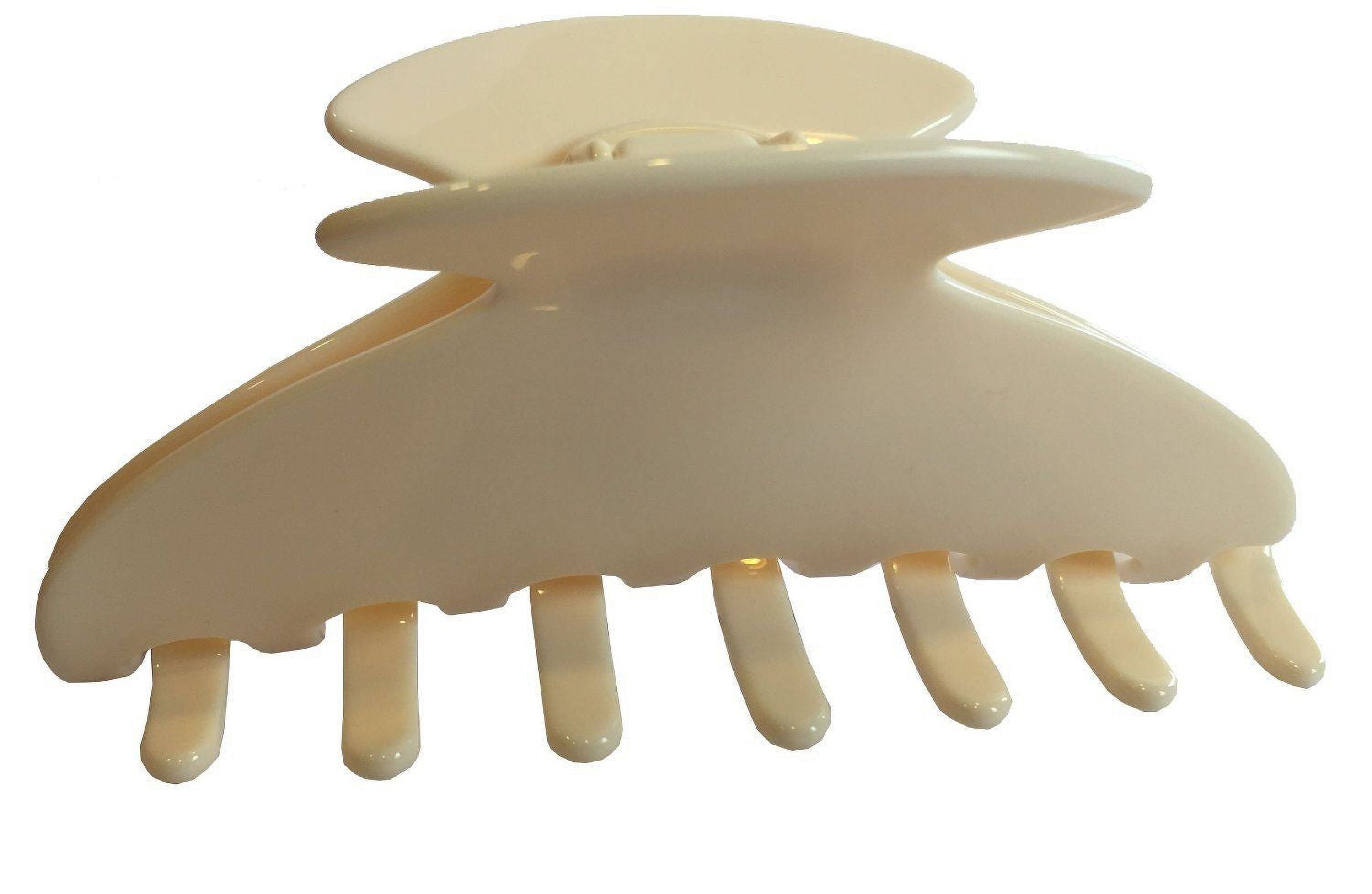French Amie Long Large Onyx & Cream Tokyo Handmade Celluloid Jaw Hair claw