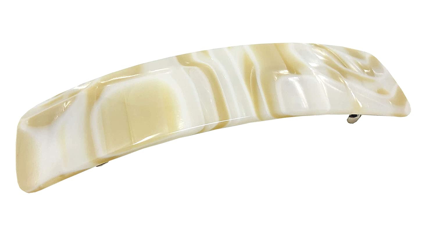 French Amie Long Rectangle Cream Ivory Celluloid Large Hair Clip Barrete