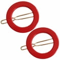 thumbnail image 1 of French Amie Mini Circle 1 ¼” Hair Clip - Snap Tige Boule Women Barrette Set Of 2 (Red), 1 of 50