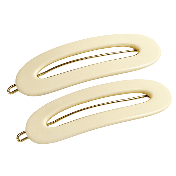 French Amie Oval Loop Small Hair Clip - Snap Tige Boule Women Barrette Set Of 2 (Ivory)
