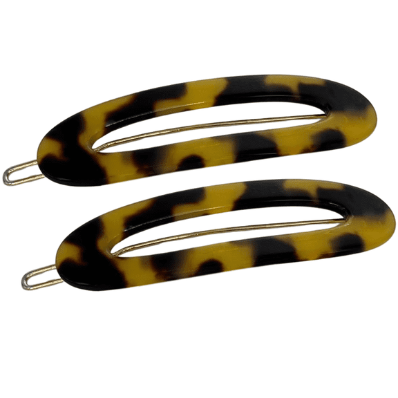 French Amie Oval Loop Small Hair Clip - Snap Tige Boule Women Barrette Set Of 2 (Tokyo)