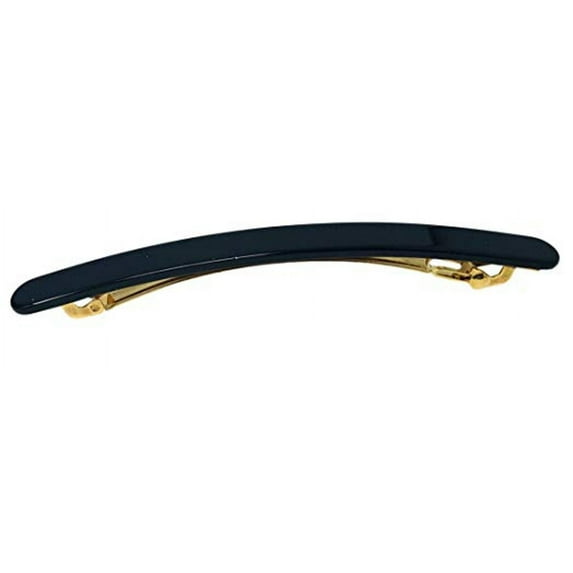 French Amie Skinny Lean Black Rounded Edges Handmade Hair Clip Barrette