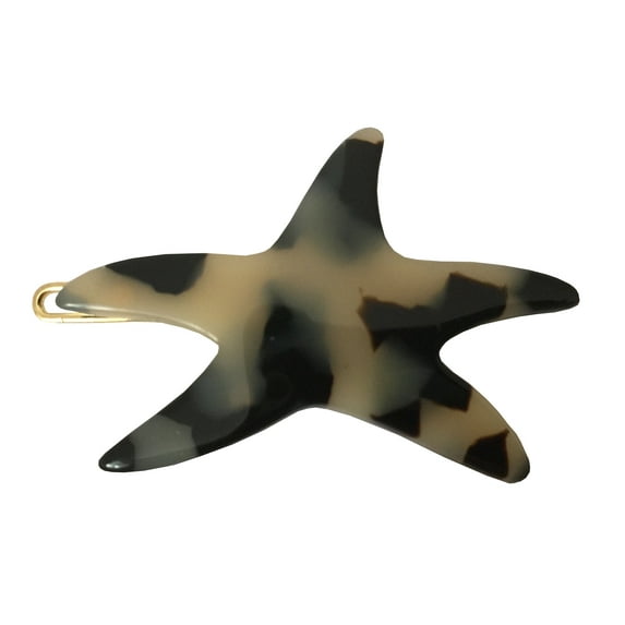 French Amie Star Small Celluloid Handmade Hair Slide Barrette With Snap Clips