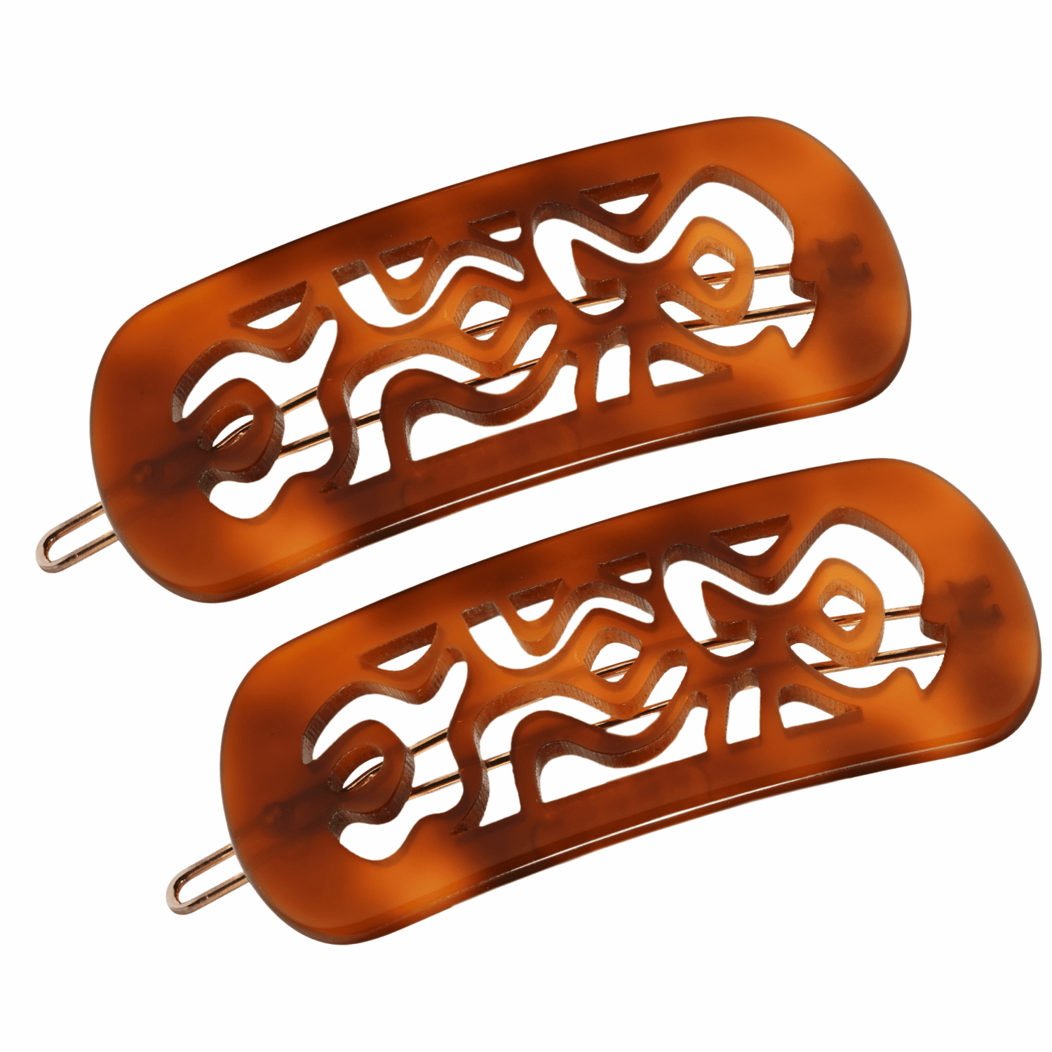 French Amie Swirls 2 ¼” Celluloid Handmade Tige Boule Snap Hair Clips for Women (TortoiseShell, 2Pcs)