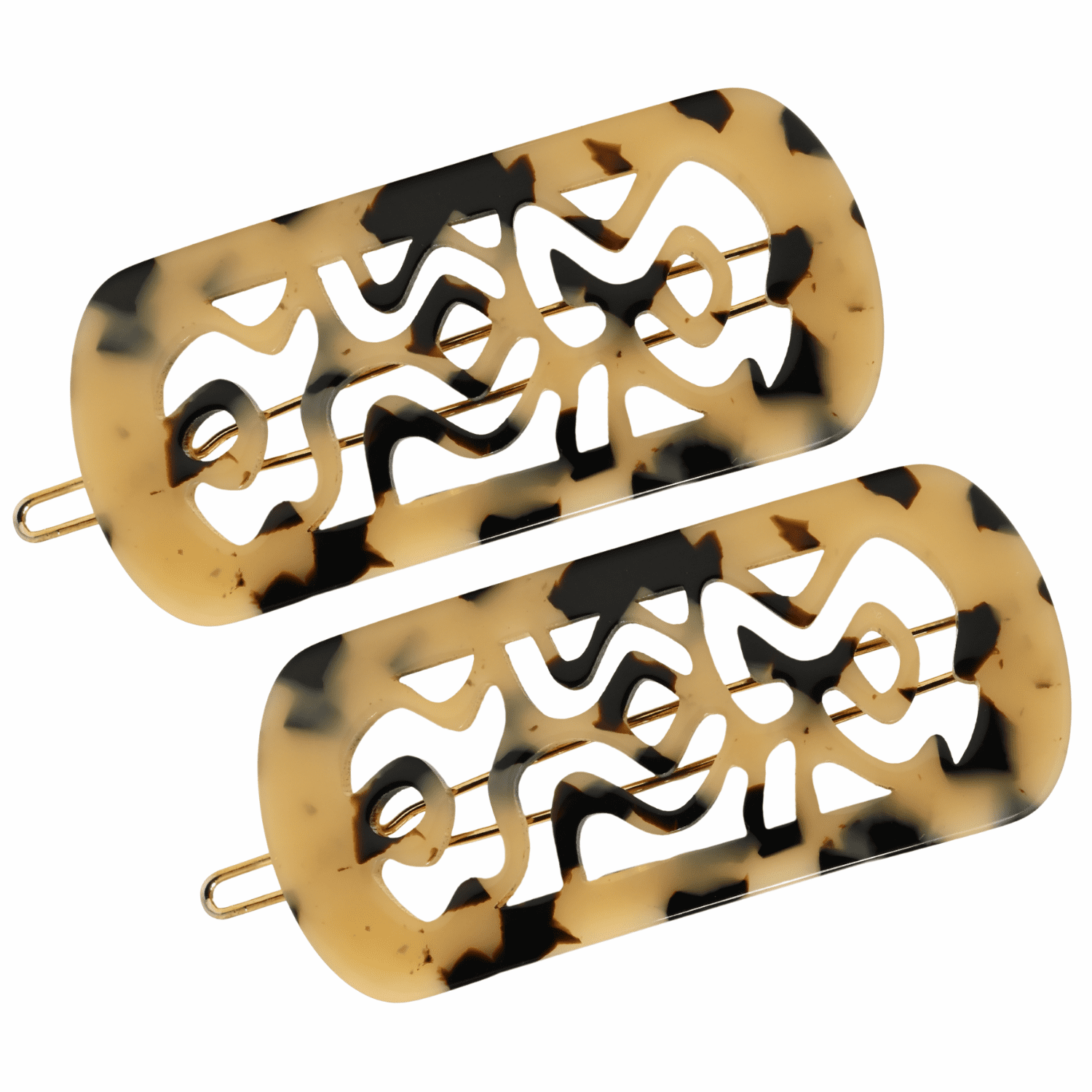 French Amie Swirls 2 ¼” Celluloid Handmade Tige Boule Snap Hair Clips for Women (WhiteTokyo, 2Pcs)