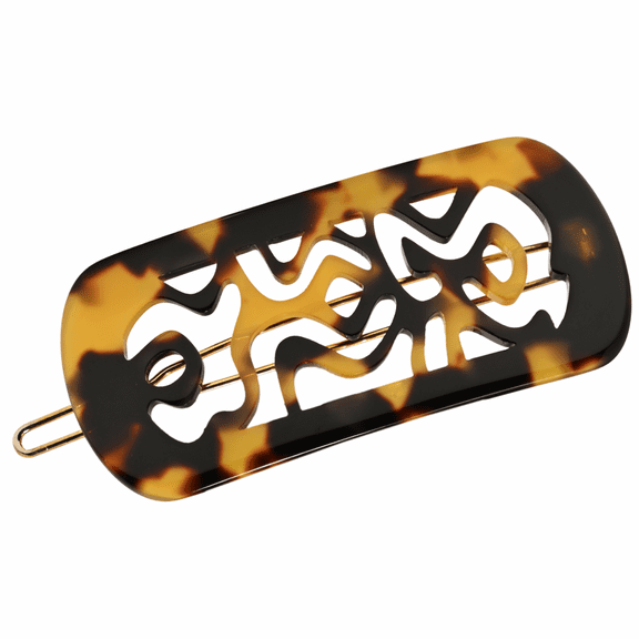 French Amie Swirls 2 ¼” Celluloid Handmade Tige Boule Snap Hair Clips for Women (YellowTokyo, 1Pcs)