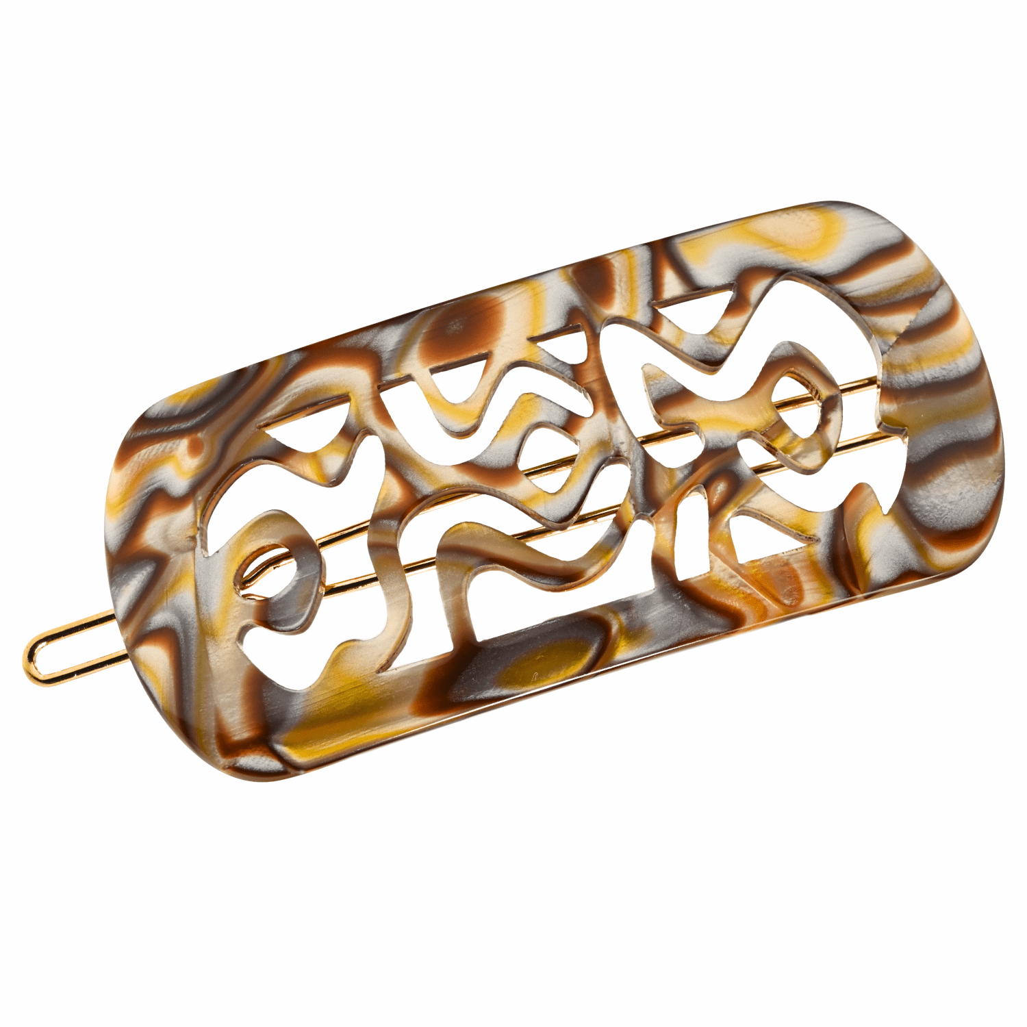 French Amie Swirls 2 ¼” Celluloid Handmade Tige Boule Snap Hair Clips for Women (Onyx, 1Pcs)