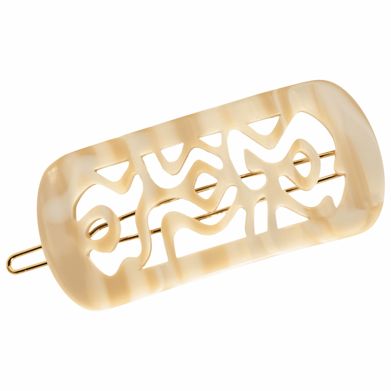 French Amie Swirls 2 ¼” Celluloid Handmade Tige Boule Snap Hair Clips for Women (Ivory, 1Pcs)