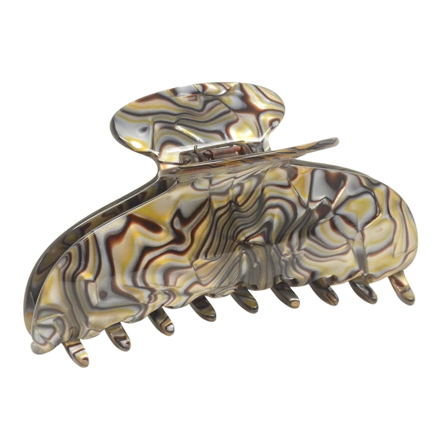 French Amie Thin Oval Large 4 1/4&rdquo; Handmade Celluloid Jaw Hair Claw for Women