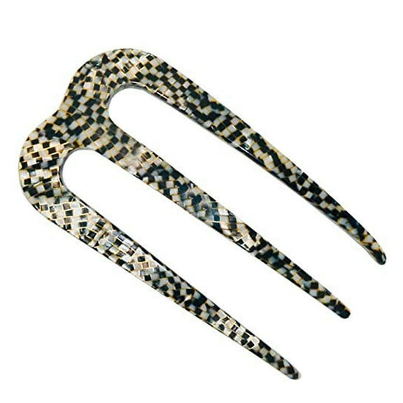 French Amie Tri Prongs 3" Handmade Cellulose Bun Holder Hair Pin Stick for Women