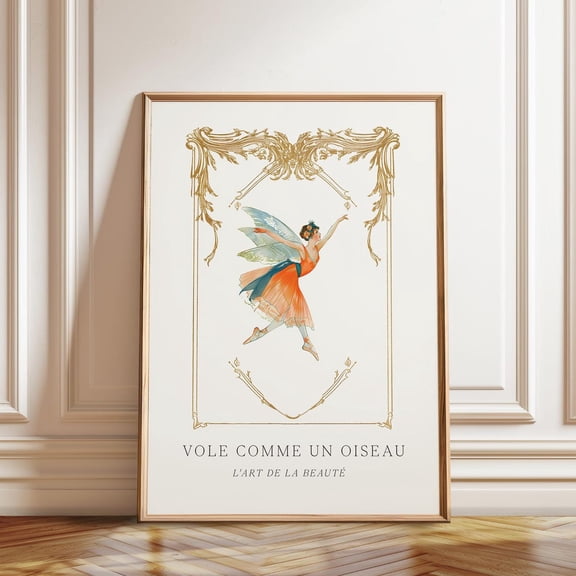 French Art Deco Fantasy Artwork Fairy Ballerina Art Mythical Dance Illustration
