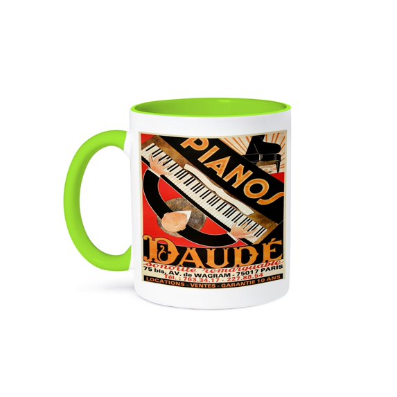 3dRose, French Art Deco With Piano, 11oz Two-Tone Green Mug