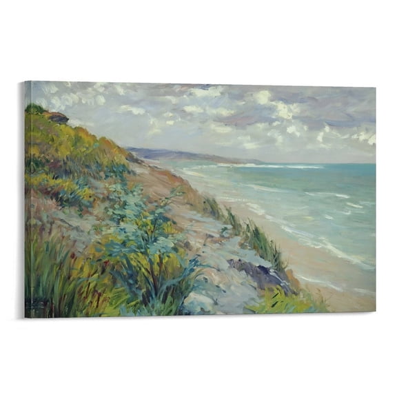 French Artists Painter Gustave Caillebotte Cliffs by The Sea at Trouville Poster Room Aesthetic Poster Print Art Wall Painting Canvas Posters Gifts Modern Bedroom Decor 24x36inch(60x90cm)