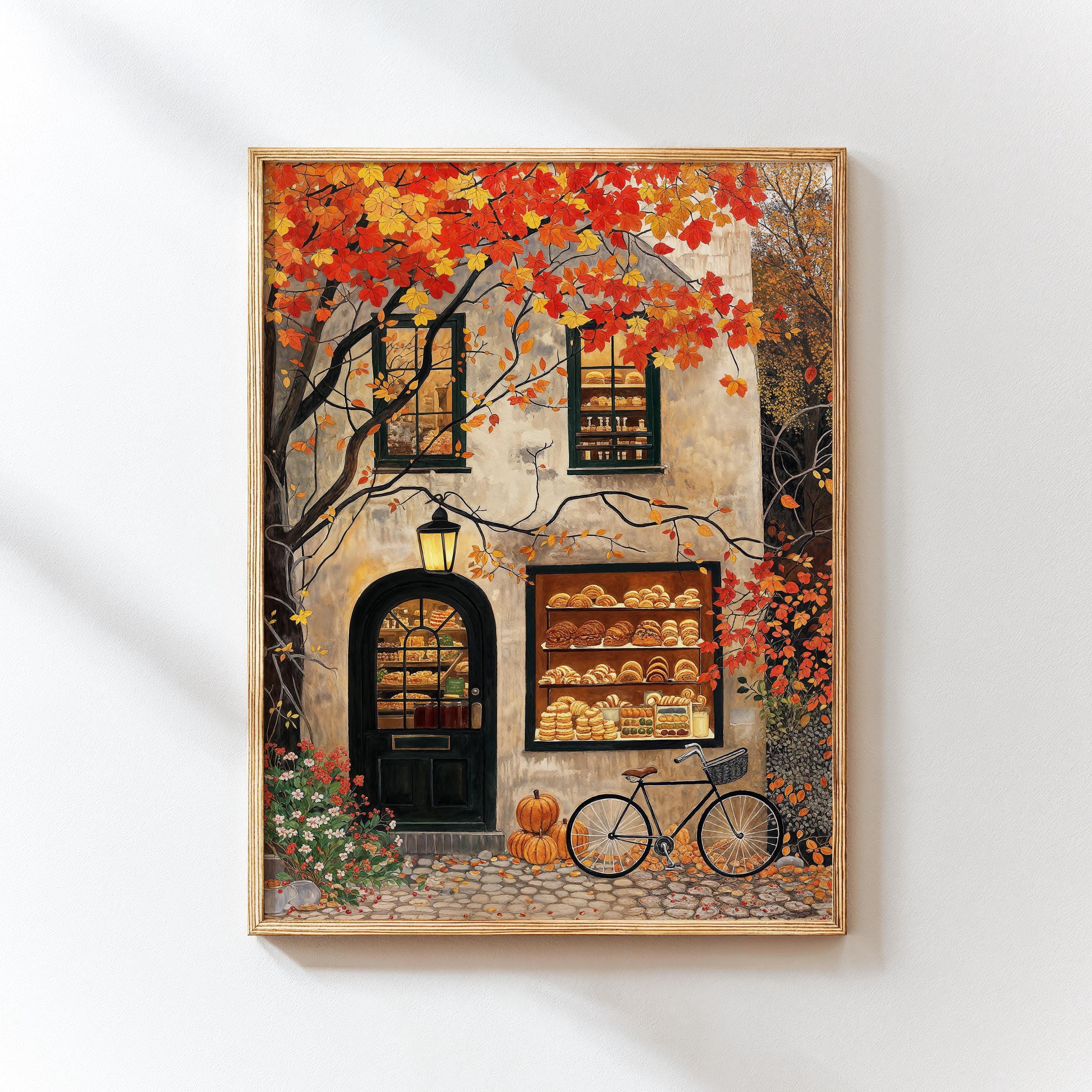 French Autumn Bakery Cozy Fall Cafe Illustration Pumpkin Season Kitchen ...