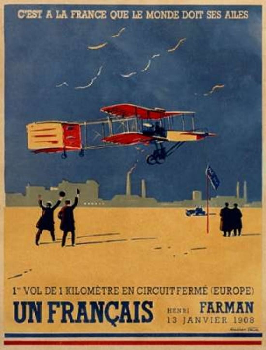 French Aviation Commemorative Posters 2 of 3 Canvas Art - Lucien Cave (18 x 24)
