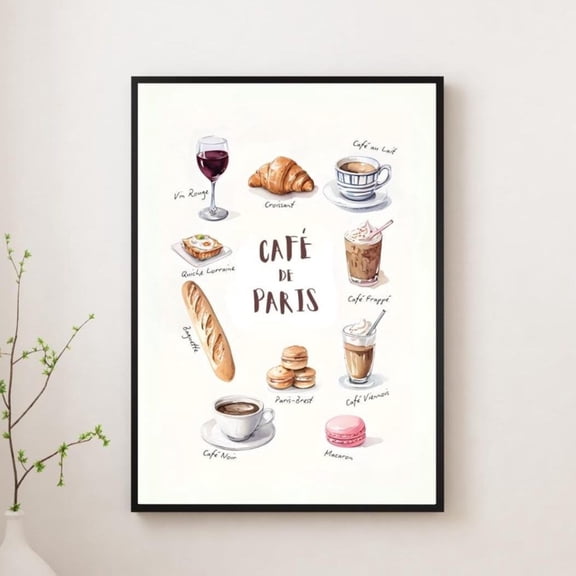 French Bakery Wall Art, Unframed Paper Poster 8x10in