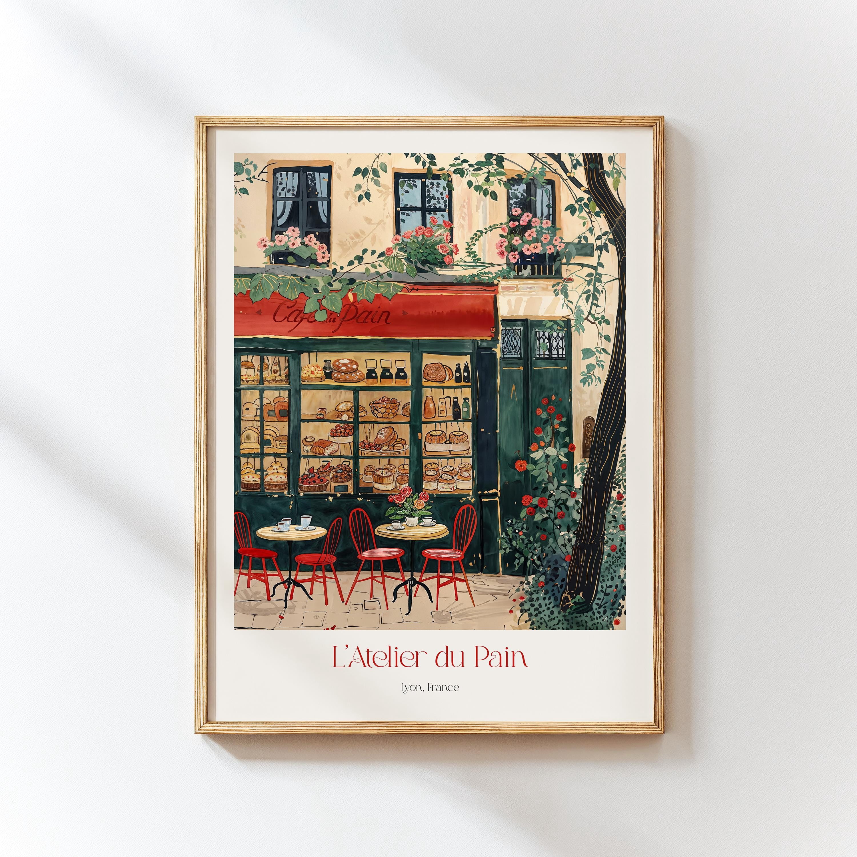 French Bakery Watercolor Art Parisian Cafe Bakery Illustration Kitchen ...