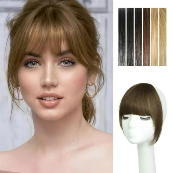 French Bangs Clip In For Women, Human Hair Clip In Extensions, Wispy Ash Blonde, Clip-On, Adjustable Fit, Natural Look, Easy to Wear for Daily or Party Use, Versatile for Various Face Shapes Wedding