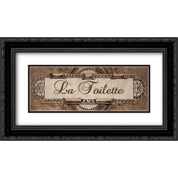 French Bath Sign I 2x Matted 24x14 Black Ornate Framed Art Print by Williams, Todd