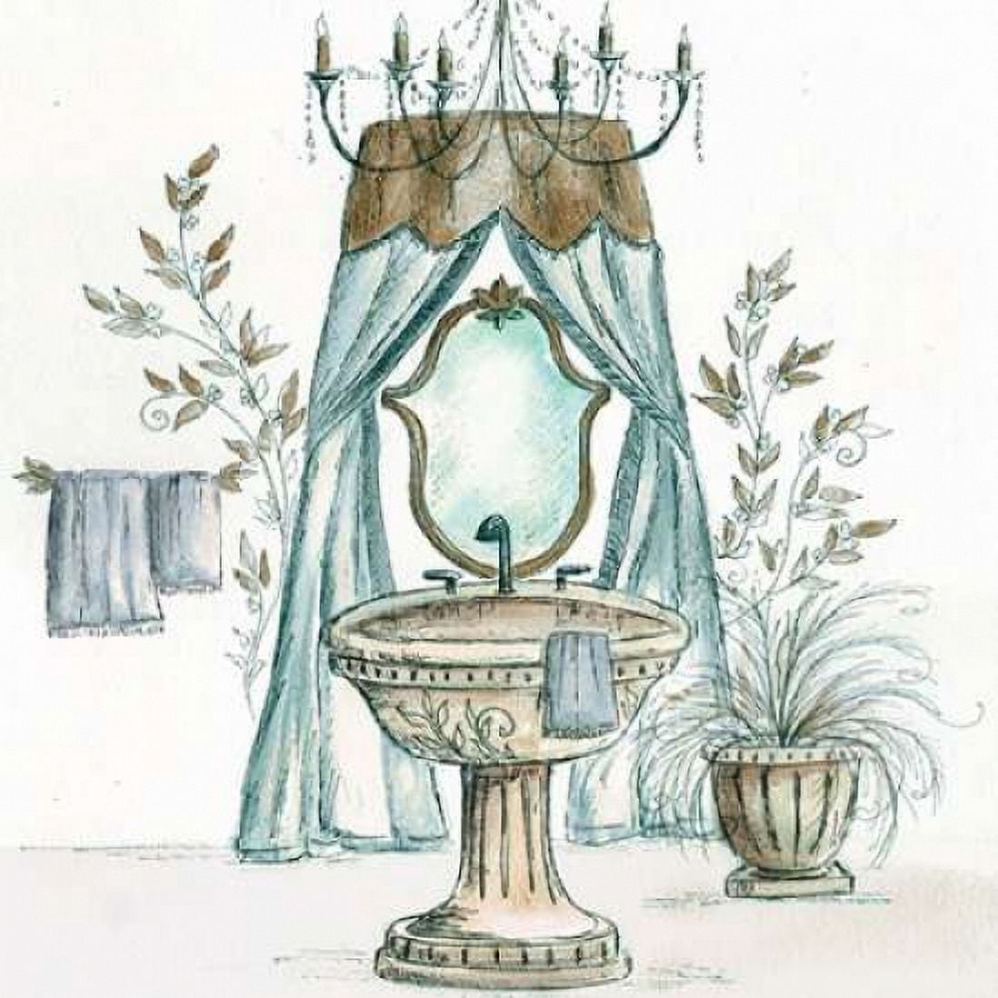 French Bath Sketch II - sink Canvas Art - Tre Sorelle Studios (24 x 24)