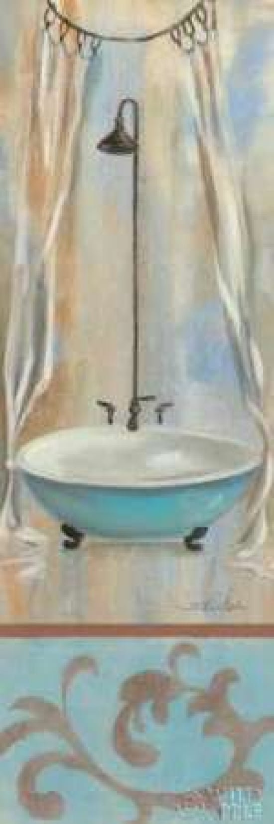 French Bathroom in Blue I Canvas Art - Silvia Vassileva (8 x 24)