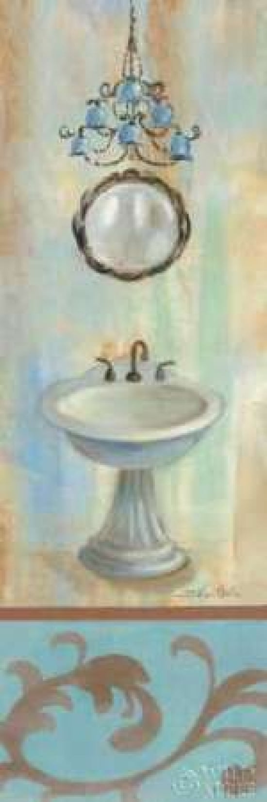 French Bathroom in Blue II Canvas Art - Silvia Vassileva (8 x 24)