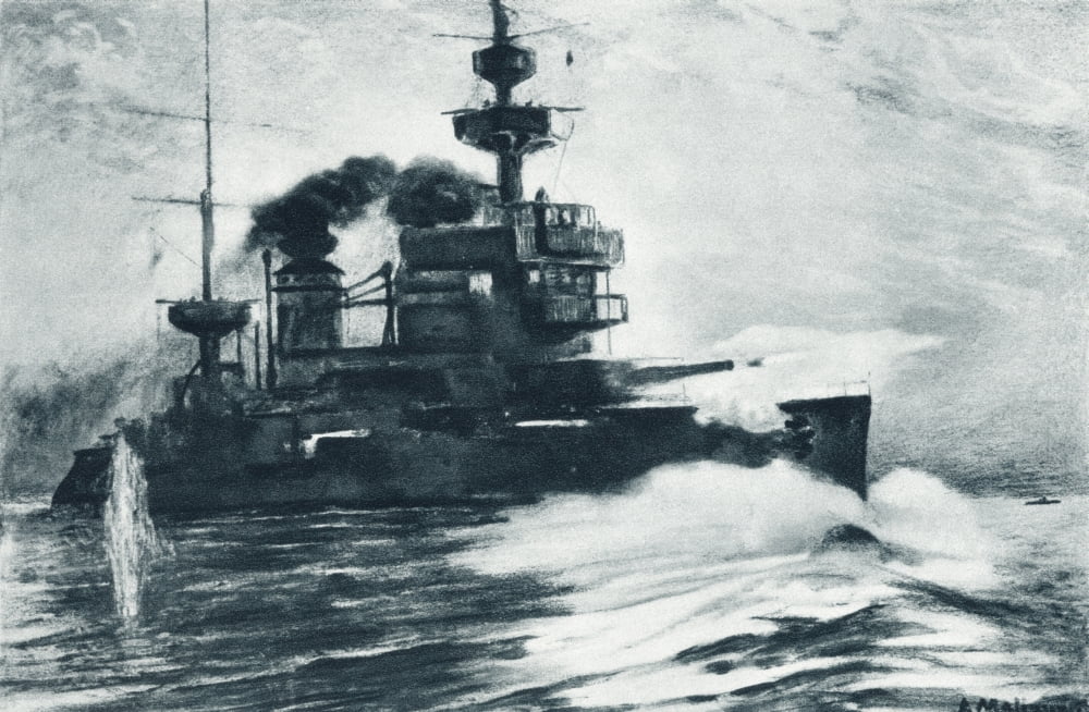 The French Battleship Gaulois One Of The Dardanelles Fleet In Action During The First World War From The Illustrated War News Published 1915 Canvas Art - Ken Welsh Design Pics (18 x 11)