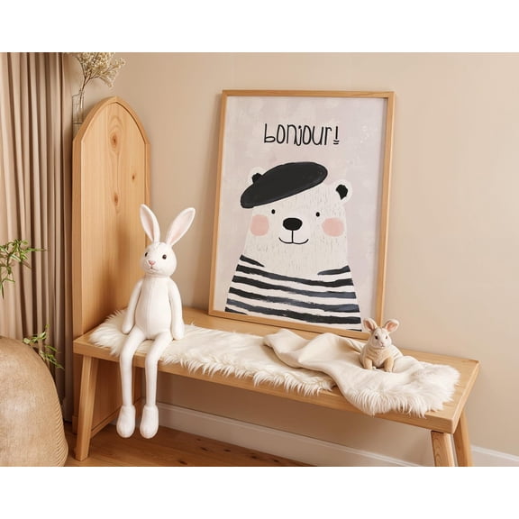 French Bear Nursery Wall Art Unframed Paper Print