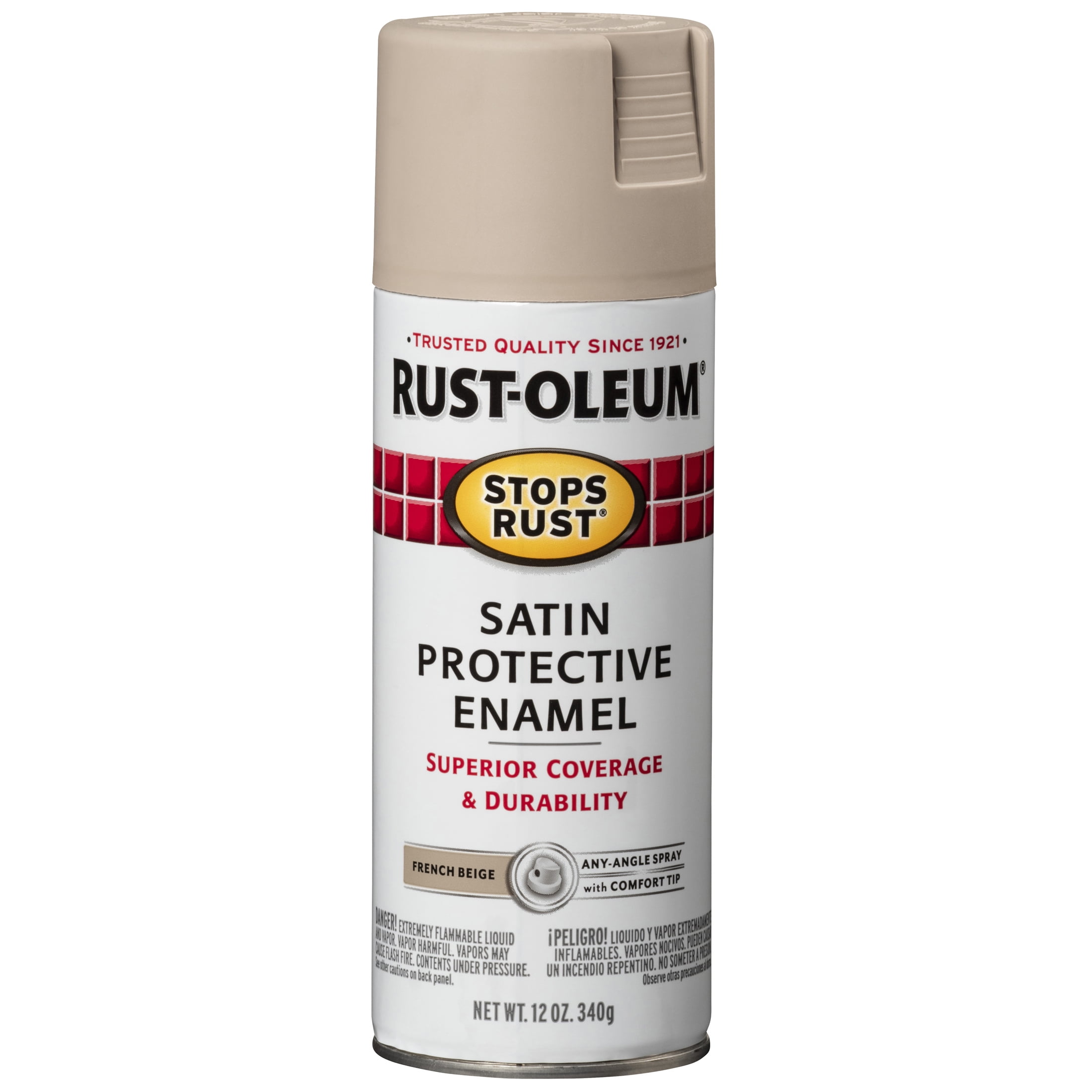 French Beige, Rust-Oleum Stops Rust Satin Protective Enamel Spray Paint-276271, 12 oz, 6 Pack