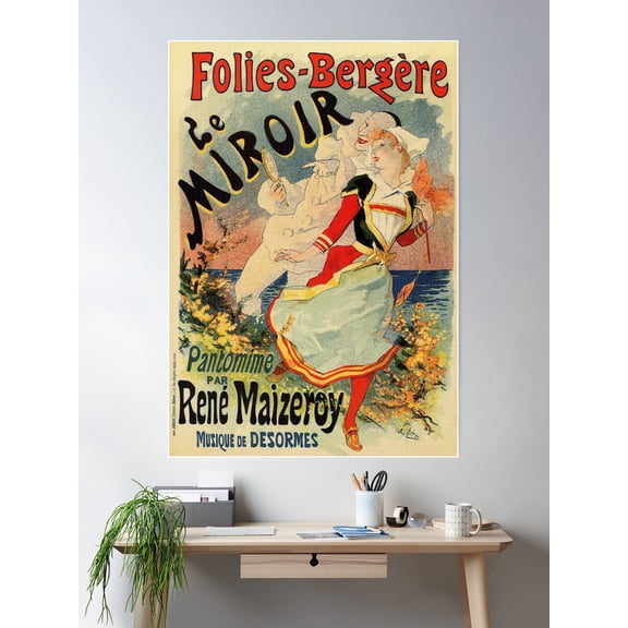 French Belle Epoque Mime Theatre Advertising Poster Wall Art, Modern Wall Decor For Living Room Bedroom, 12x18 UNFRAMED
