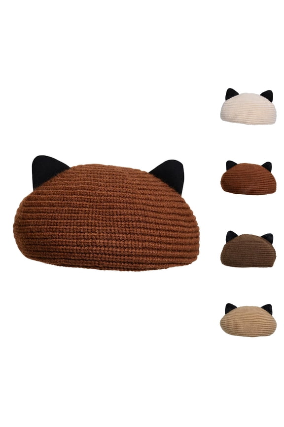 French Beret Bucket Hat And Beret, Red Beret, Straw Fedora, for Solar Fan Hat Women Cat Ear Color Bblocking Knitting Beret Warm Wool Hat Artist Hat