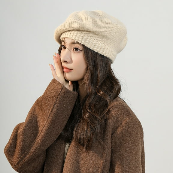 French Beret Hat, Fashion Print Lightweight Winter Warm Artist Hat for Women, Autumn Winter Knitted Beanie Cap