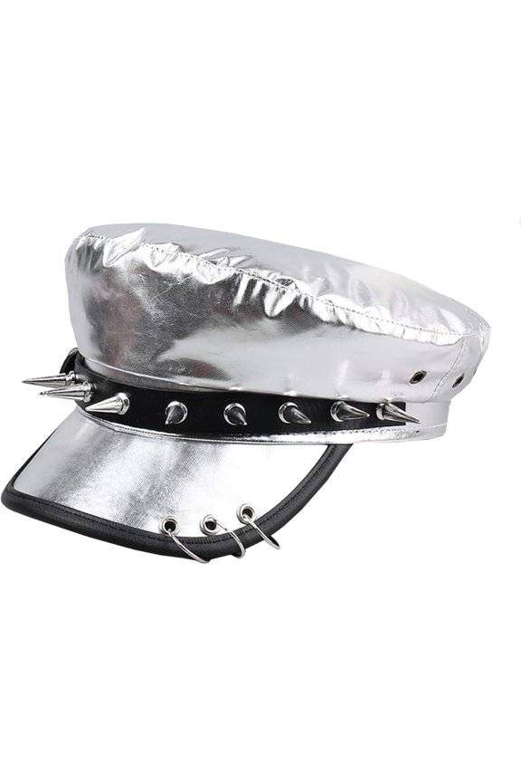 French Beret Hat Leopard Print Snakeskin Rivet Newsboy Cap PU Leather Painter Baker Gatsby Cabbie Hat for Women