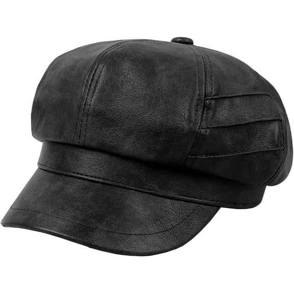 French Beret Hat Leopard Print Snakeskin Rivet Newsboy Cap PU Leather Painter Baker Gatsby Cabbie Hat for Women