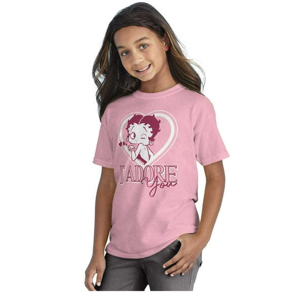 French Betty Boop Kiss J'Adore You Girls Kids T Shirt Tees Teen Brisco Brands L