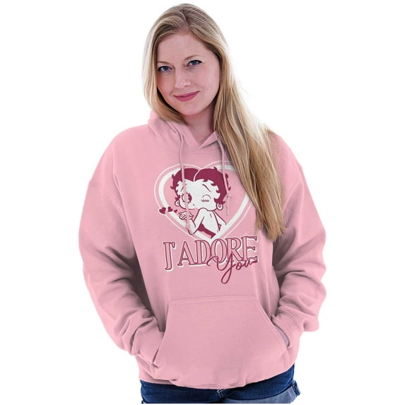 French Betty Boop Kiss J'Adore You Hoodie Sweatshirt Women Brisco Brands 2X