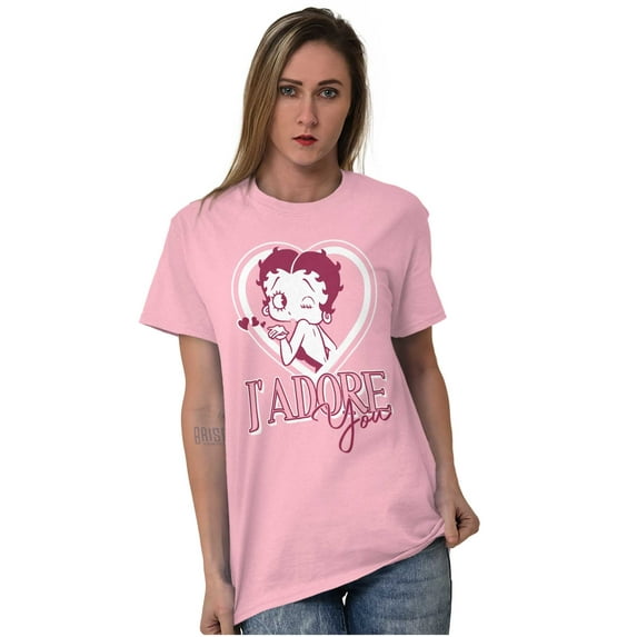 French Betty Boop Kiss J'Adore You Women's Graphic T Shirt Tees Brisco Brands S