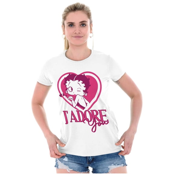 French Betty Boop Kiss J'Adore You Women's T Shirt Ladies Tee Brisco Brands X