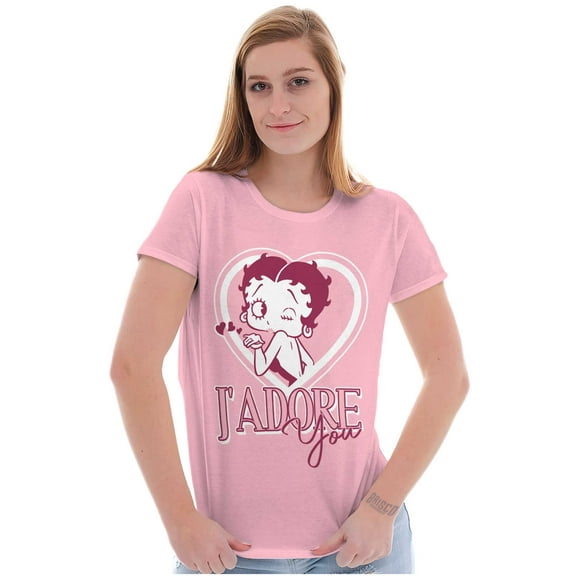 French Betty Boop Kiss J'Adore You Women's T Shirt Ladies Tee Brisco Brands X