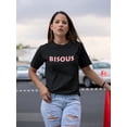 thumbnail image 1 of French Bisous Graphic Women Black T-Shirt, Female XX-Large, 1 of 4