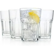 French Bistro Tempered Water Glass   All-Purpose Drinking Tumbler, 4-Piece Set Gift Box Collection