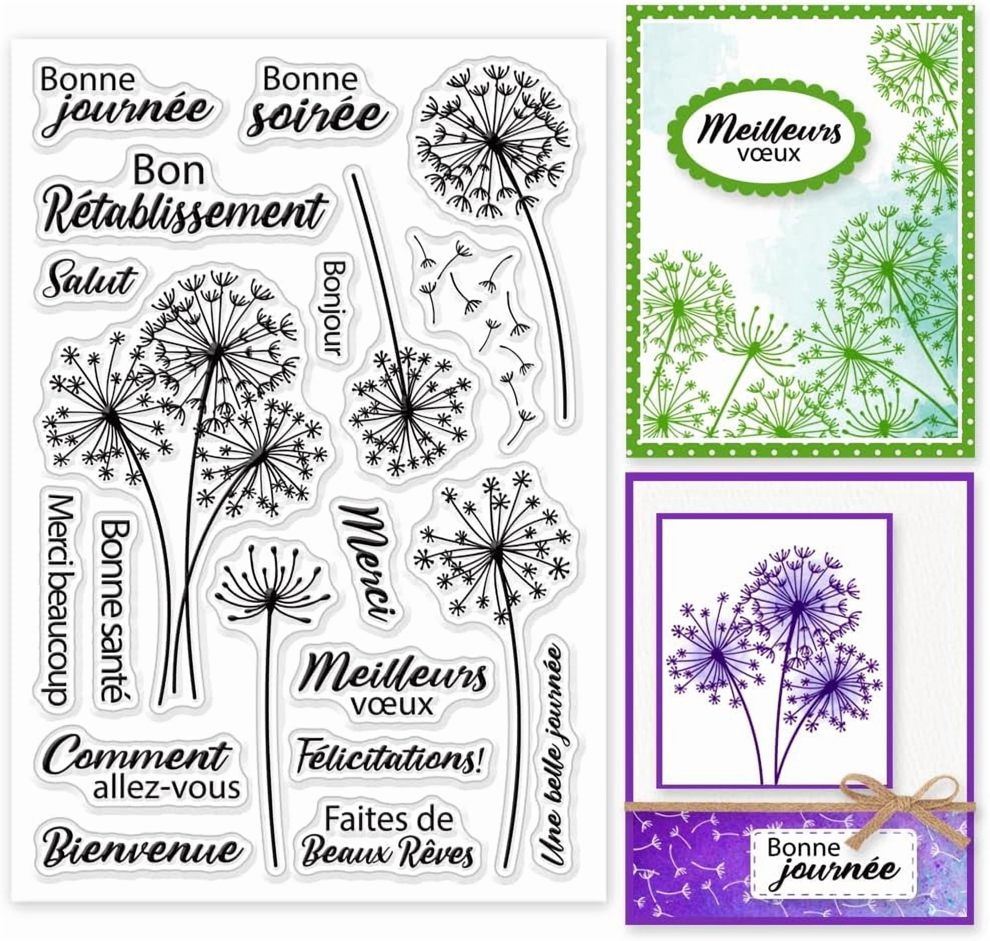 French Blessings Words Clear Stamps Dandelion Silicone Clear Stamp ...